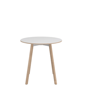 Emeco Su Cafe Round Table Dining Tables Emeco Table Top 30" Natural Wood Legs White Laminate Plywood