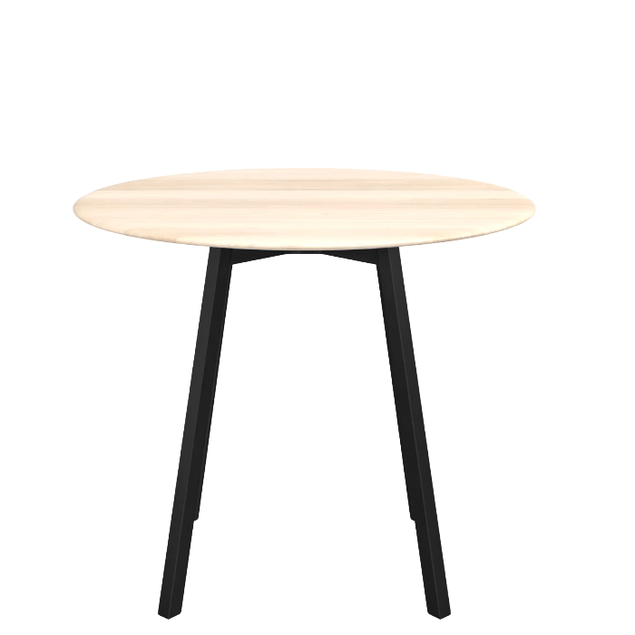 Emeco Su Cafe Round Table Dining Tables Emeco Table Top 36" Black Anodized Aluminum Legs Accoya Wood