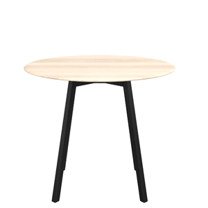 Emeco Su Cafe Round Table Dining Tables Emeco Table Top 36" Black Anodized Aluminum Legs Accoya Wood
