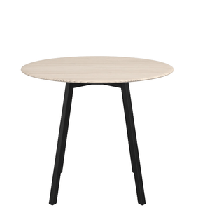 Emeco Su Cafe Round Table Dining Tables Emeco Table Top 36" Black Anodized Aluminum Legs Ash Wood