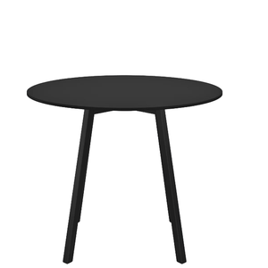Emeco Su Cafe Round Table Dining Tables Emeco Table Top 36" Black Anodized Aluminum Legs Black HPL