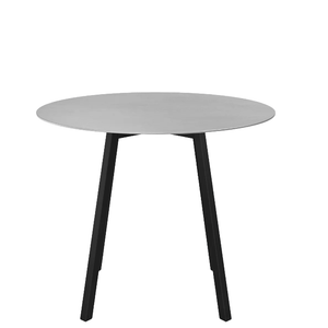 Emeco Su Cafe Round Table Dining Tables Emeco Table Top 36" Black Anodized Aluminum Legs Brushed Aluminum