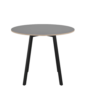 Emeco Su Cafe Round Table Dining Tables Emeco Table Top 36" Black Anodized Aluminum Legs Gray Laminate Plywood