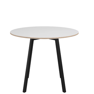 Emeco Su Cafe Round Table Dining Tables Emeco Table Top 36" Black Anodized Aluminum Legs White Laminate Plywood