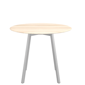 Emeco Su Cafe Round Table Dining Tables Emeco Table Top 36" Clear Anodized Aluminum Legs Accoya Wood