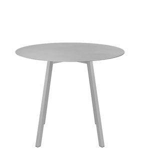 Emeco Su Cafe Round Table Dining Tables Emeco Table Top 36" Clear Anodized Aluminum Legs Brushed Aluminum