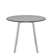 Emeco Su Cafe Round Table Dining Tables Emeco Table Top 36" Clear Anodized Aluminum Legs Gray HPL