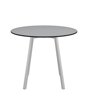 Emeco Su Cafe Round Table Dining Tables Emeco Table Top 36" Clear Anodized Aluminum Legs Gray HPL