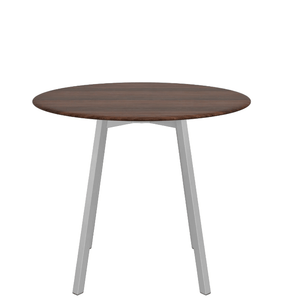 Emeco Su Cafe Round Table Dining Tables Emeco Table Top 36" Clear Anodized Aluminum Legs Walnut Wood