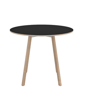 Emeco Su Cafe Round Table Dining Tables Emeco Table Top 36" Natural Wood Legs Black Laminate Plywood