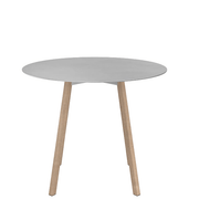 Emeco Su Cafe Round Table Dining Tables Emeco Table Top 36" Natural Wood Legs Brushed Aluminum