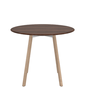 Emeco Su Cafe Round Table Dining Tables Emeco Table Top 36" Natural Wood Legs Walnut Wood