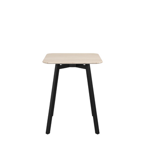 Emeco Su Cafe Square Table Dining Tables Emeco Square Top 24" Black Anodized Aluminum Legs Ash Wood