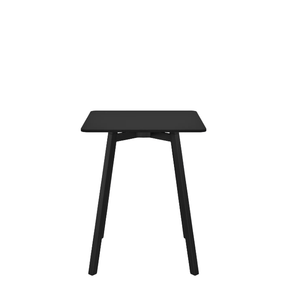 Emeco Su Cafe Square Table Dining Tables Emeco Square Top 24" Black Anodized Aluminum Legs Black HPL