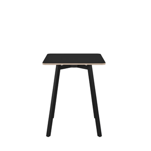 Emeco Su Cafe Square Table Dining Tables Emeco Square Top 24" Black Anodized Aluminum Legs Black Laminate Plywood