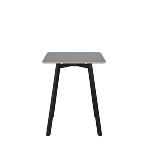 Emeco Su Cafe Square Table Dining Tables Emeco Square Top 24" Black Anodized Aluminum Legs Gray Laminate Plywood