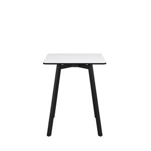 Emeco Su Cafe Square Table Dining Tables Emeco Square Top 24" Black Anodized Aluminum Legs White HPL