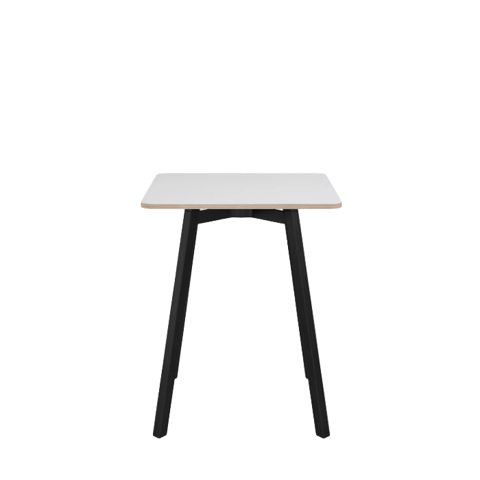 Emeco Su Cafe Square Table Dining Tables Emeco Square Top 24" Black Anodized Aluminum Legs White Laminate Plywood