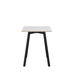 Emeco Su Cafe Square Table Dining Tables Emeco Square Top 24" Black Anodized Aluminum Legs White Laminate Plywood