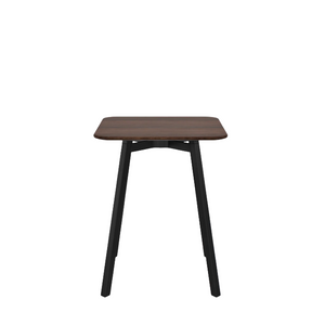 Emeco Su Cafe Square Table Dining Tables Emeco Square Top 24" Black Anodized Aluminum Legs Walnut Wood