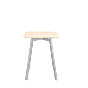 Emeco Su Cafe Square Table Dining Tables Emeco Square Top 24" Clear Anodized Aluminum Legs Accoya Wood