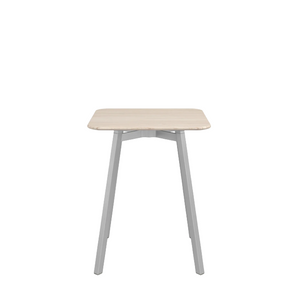 Emeco Su Cafe Square Table Dining Tables Emeco Square Top 24" Clear Anodized Aluminum Legs Ash Wood