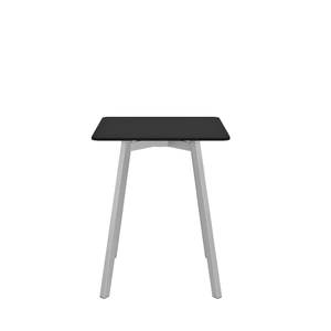Emeco Su Cafe Square Table Dining Tables Emeco Square Top 24" Clear Anodized Aluminum Legs Black HPL