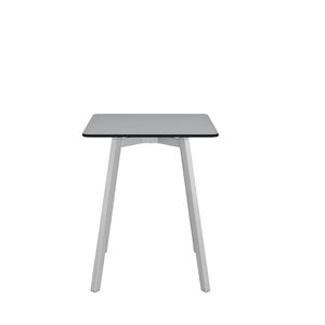 Emeco Su Cafe Square Table Dining Tables Emeco Square Top 24" Clear Anodized Aluminum Legs Gray HPL