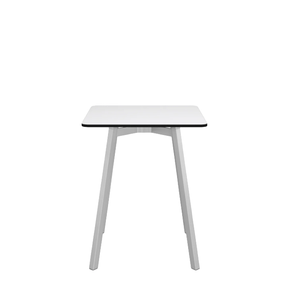 Emeco Su Cafe Square Table Dining Tables Emeco Square Top 24" Clear Anodized Aluminum Legs White HPL