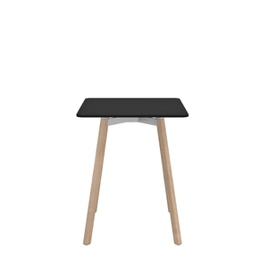Emeco Su Cafe Square Table Dining Tables Emeco Square Top 24" Natural Wood Legs Black HPL