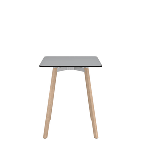 Emeco Su Cafe Square Table Dining Tables Emeco Square Top 24" Natural Wood Legs Gray HPL