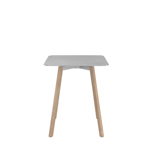 Emeco Su Cafe Square Table Dining Tables Emeco Square Top 24" Natural Wood Legs Brushed Aluminum