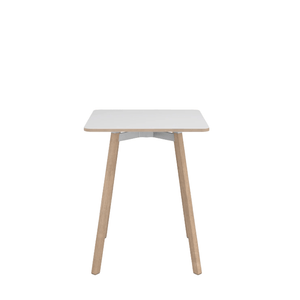 Emeco Su Cafe Square Table Dining Tables Emeco Square Top 24" Natural Wood Legs White Laminate Plywood