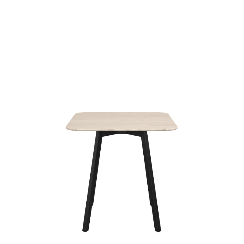 Emeco Su Cafe Square Table Dining Tables Emeco Square Top 30” Black Anodized Aluminum Legs Ash Wood