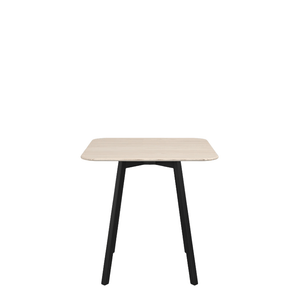 Emeco Su Cafe Square Table Dining Tables Emeco Square Top 30” Black Anodized Aluminum Legs Ash Wood