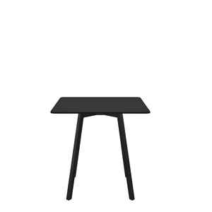 Emeco Su Cafe Square Table Dining Tables Emeco Square Top 30” Black Anodized Aluminum Legs Black HPL