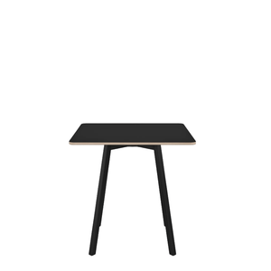 Emeco Su Cafe Square Table Dining Tables Emeco Square Top 30” Black Anodized Aluminum Legs Black Laminate Plywood