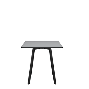 Emeco Su Cafe Square Table Dining Tables Emeco Square Top 30” Black Anodized Aluminum Legs Gray HPL