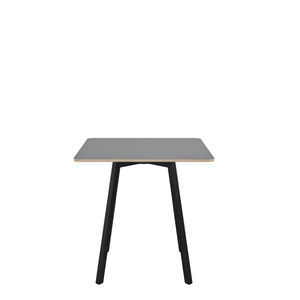 Emeco Su Cafe Square Table Dining Tables Emeco Square Top 30” Black Anodized Aluminum Legs Gray Laminate Plywood
