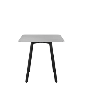 Emeco Su Cafe Square Table Dining Tables Emeco Square Top 30” Black Anodized Aluminum Legs Brushed Aluminum