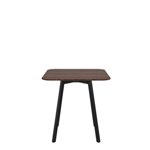 Emeco Su Cafe Square Table Dining Tables Emeco Square Top 30” Black Anodized Aluminum Legs Walnut Wood