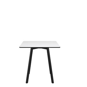 Emeco Su Cafe Square Table Dining Tables Emeco Square Top 30” Black Anodized Aluminum Legs White HPL