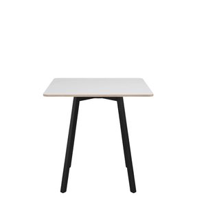 Emeco Su Cafe Square Table Dining Tables Emeco Square Top 30” Black Anodized Aluminum Legs White Laminate Plywood