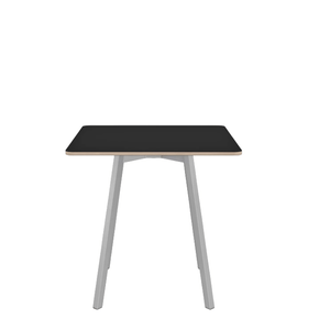 Emeco Su Cafe Square Table Dining Tables Emeco Square Top 30” Clear Anodized Aluminum Legs Black Laminate Plywood