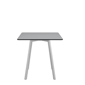 Emeco Su Cafe Square Table Dining Tables Emeco Square Top 30” Clear Anodized Aluminum Legs Gray HPL