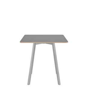Emeco Su Cafe Square Table Dining Tables Emeco Square Top 30” Clear Anodized Aluminum Legs Gray Laminate Plywood