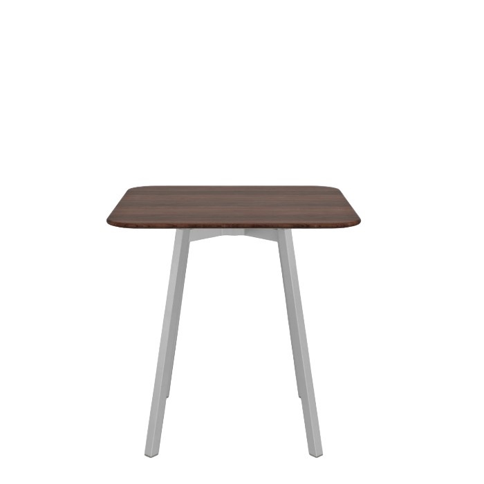 Emeco Su Cafe Square Table Dining Tables Emeco Square Top 30” Clear Anodized Aluminum Legs Walnut Wood