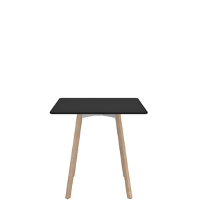 Emeco Su Cafe Square Table Dining Tables Emeco Square Top 30” Natural Wood Legs Black HPL