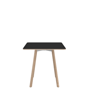 Emeco Su Cafe Square Table Dining Tables Emeco Square Top 30” Natural Wood Legs Black Laminate Plywood