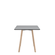 Emeco Su Cafe Square Table Dining Tables Emeco Square Top 30” Natural Wood Legs Gray HPL